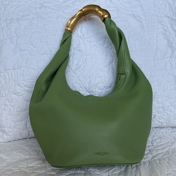 Cult Gaia Meerah Bag Calla Lily Green Gold Leather Mini Shoulder Handbag Top - Picture 2 of 14